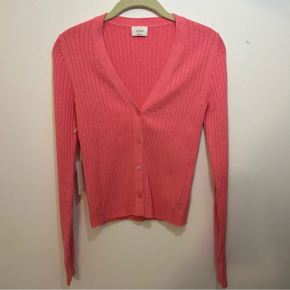 Aritzia Wilfred Pink Manila Cardigan Sweater Size S NWT - Picture 2 of 9